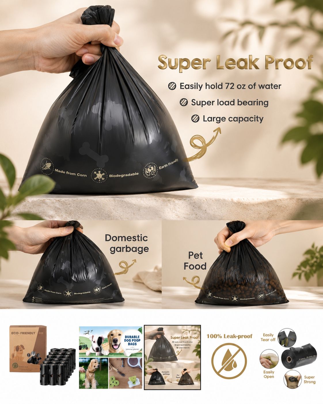 Eco-Friendly Dog Poop Bags - 9 Rolls