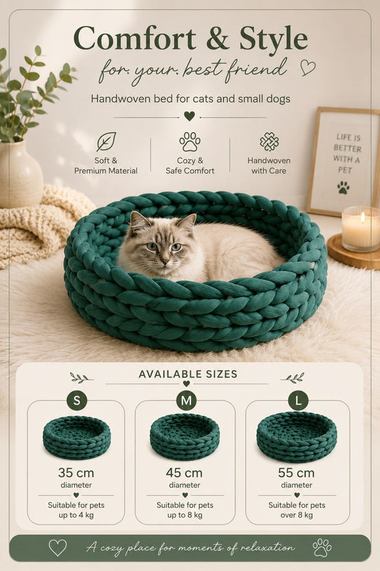 🐾 Handwoven Pet Bed – Comfort & Style for Your Best Friend