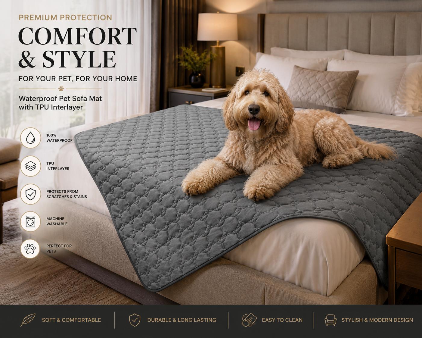 Luxury Waterproof Pet Sofa Cover – Soft & Washable TPU Protector