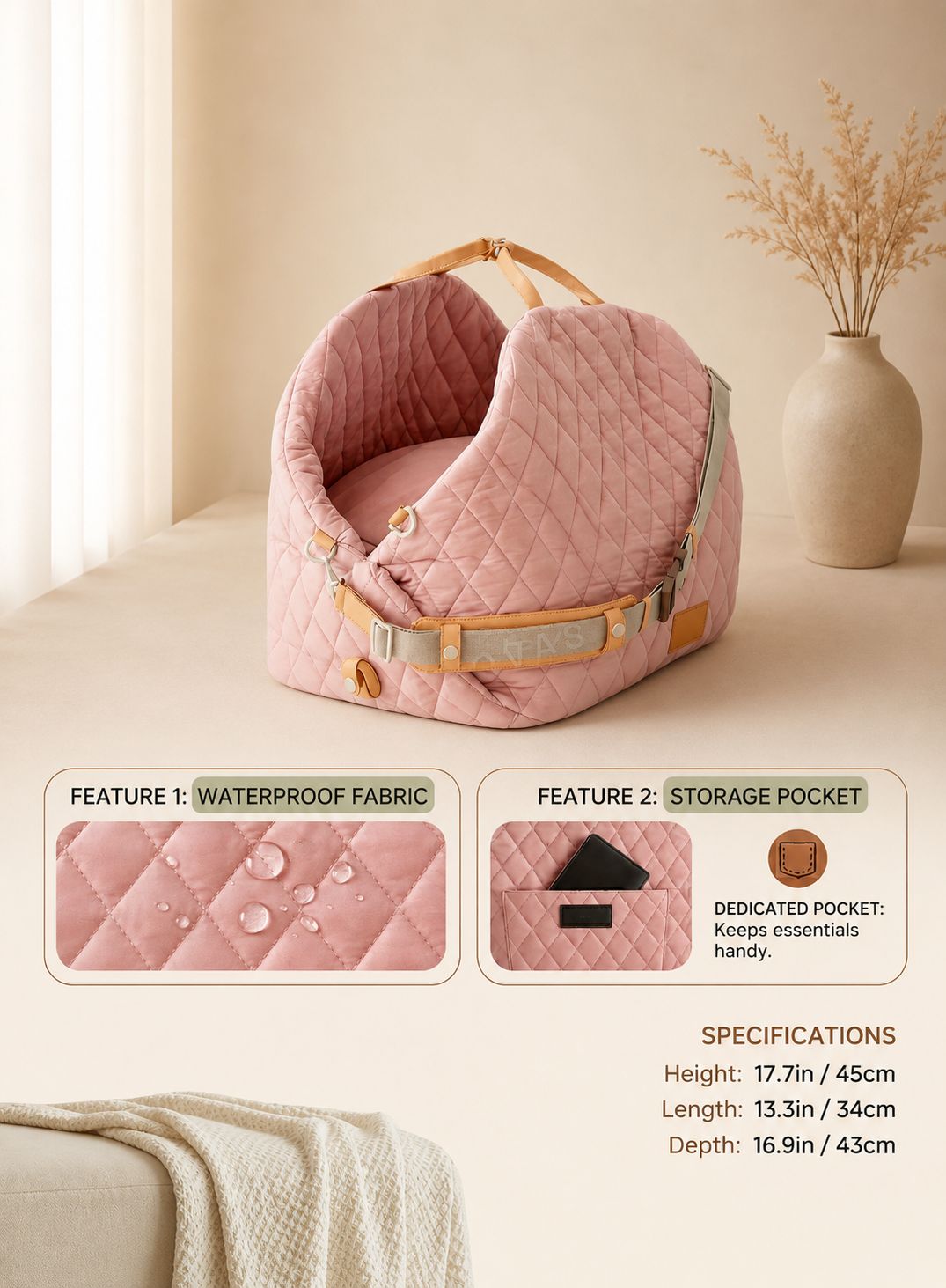 Luxury 3-in-1 Pet Carrier, Car Seat & Travel Bed