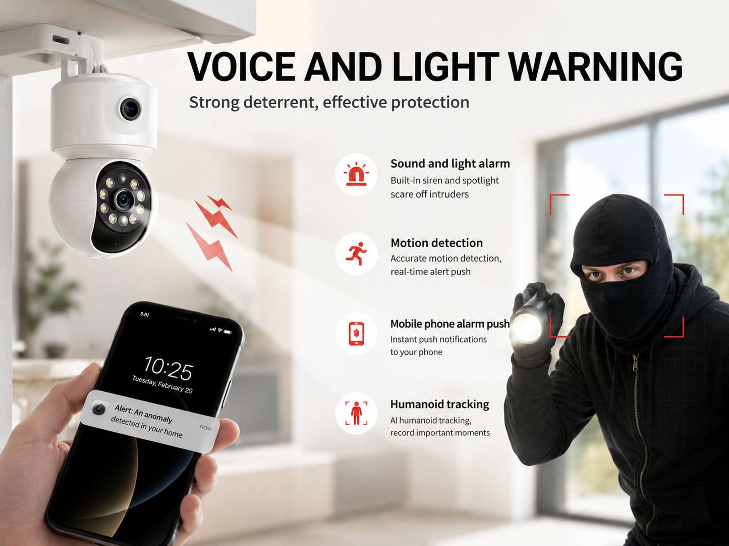 6MP HD WiFi Security Camera with Night Vision & Auto Tracking